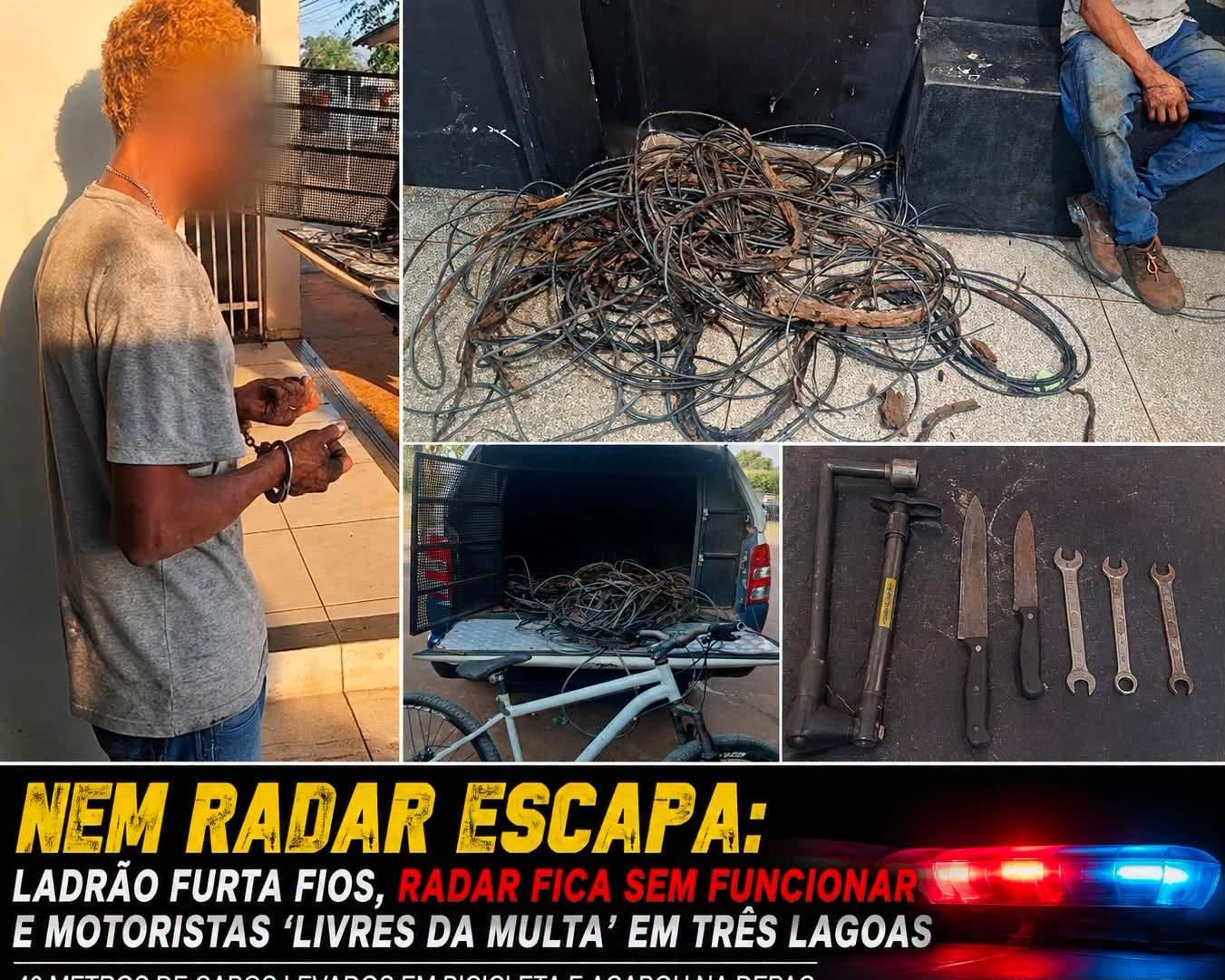 Ladrão “desliga” radar, furta 40 metros de fios e equipamento fica sem multar na BR-262 em Três Lagoas