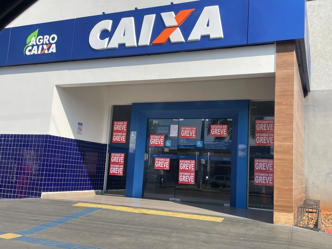 Portas fechadas: Duas agências da Caixa em Três Lagoas seguem sem atendimento e greve continua sem previsão de término