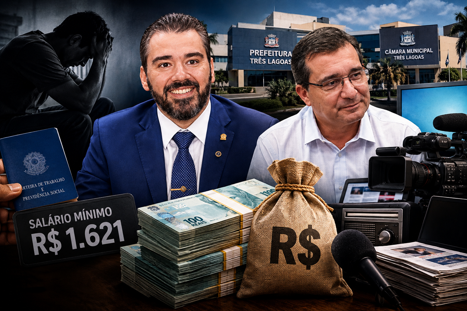 Enquanto trabalhador recebe R$ 1.621 ao mês, Prefeitura e Câmara de Três Lagoas gastaram quase R$ 10 milhões em publicidade