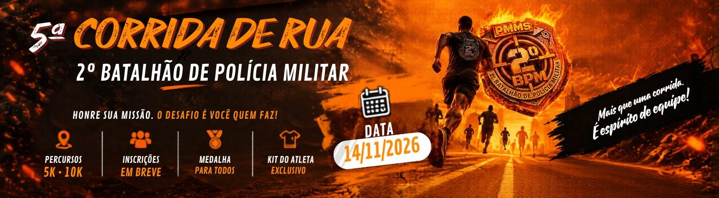 R$ 10 mil em prêmios: 5ª corrida do 2º BPM está com inscrições abertas e convida atletas para o desafio em Três Lagoas R$ 10 mil em prêmios: 5ª corrida do 2º BPM está com inscrições abertas e convida atletas para o desafio em Três Lagoas