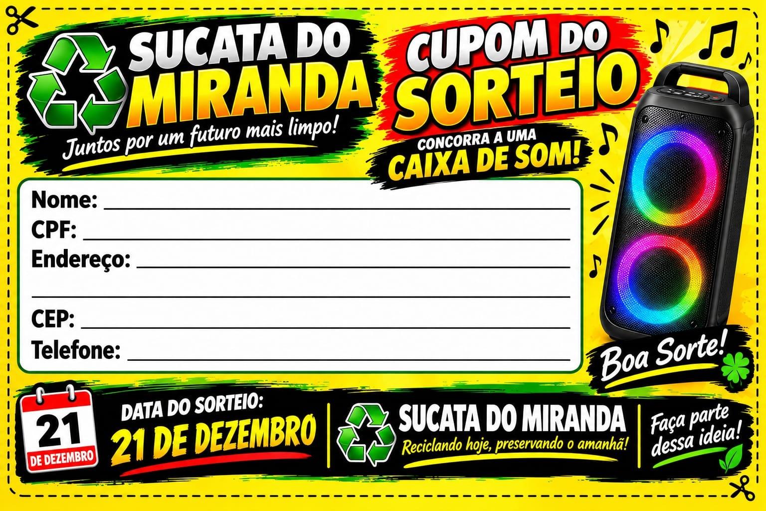  Venda suas latinhas e sucatas e ainda concorra a uma caixa de som no “Sucata do Miranda” em Três Lagoas
