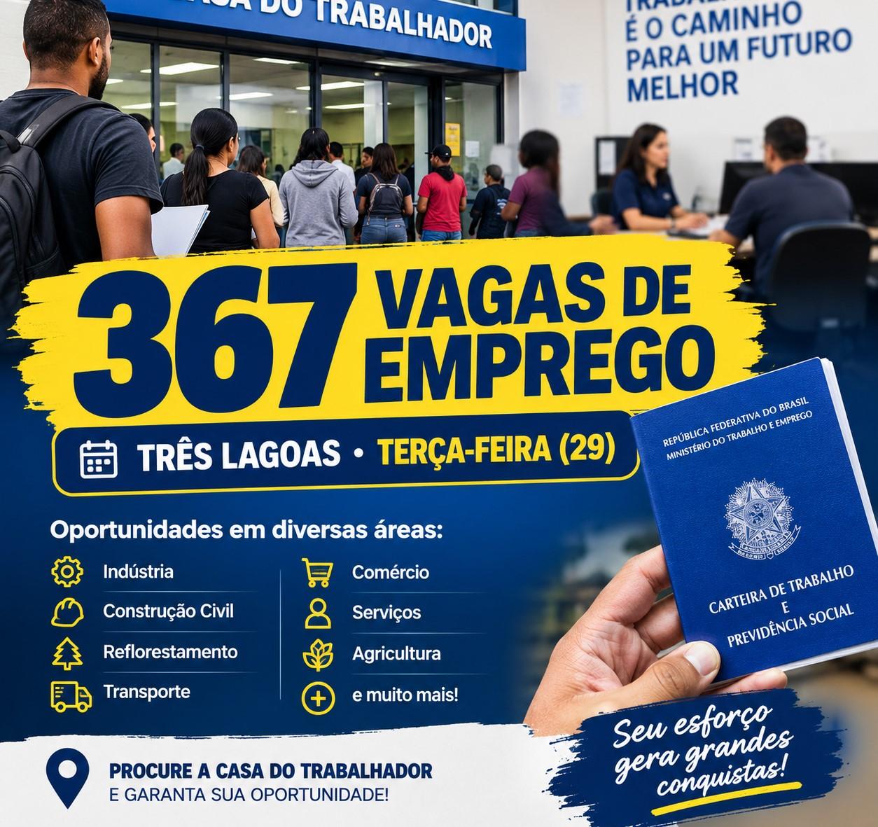 De camareira de hotel a mecânico; veja as 367 vagas de trabalho para Três Lagoas nesta terça-feira 