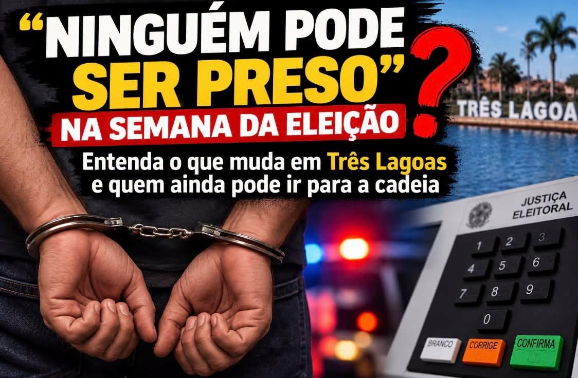 Ninguém pode ser preso na semana da eleição? Entenda o que muda em Três Lagoas e quem ainda pode ir para a cadeia