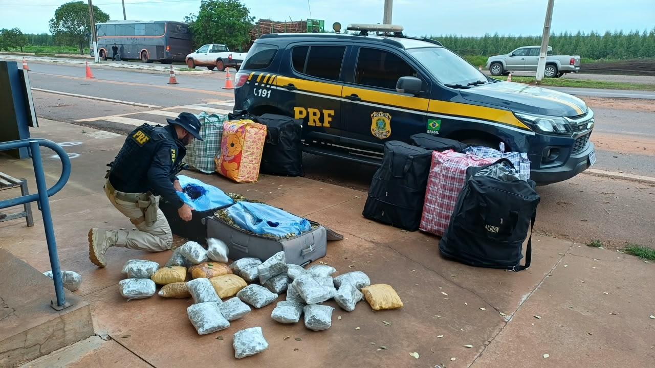 Mulher usa identidade falsa, viaja com a filha menor e acaba presa junto com outra passageira com mais de 250 kg de haxixe e folhas de coca em Três Lagoas Mulher usa identidade falsa, viaja com a filha menor e acaba presa junto com outra passageira com mais de 250 kg de haxixe e folhas de coca em Três Lagoas