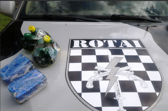 Cachaça artesanal e drogas são apreendidas ao lado da muralha de Presídio Masculino 