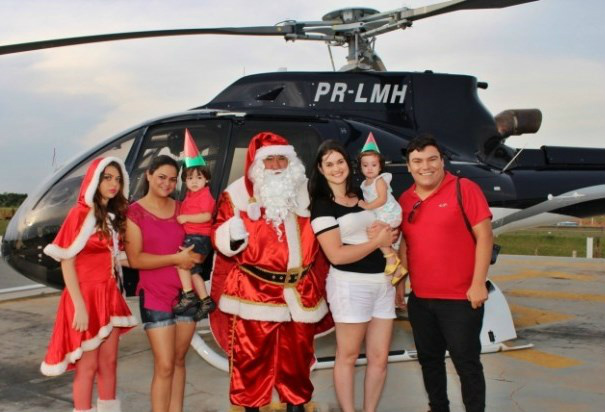 Papai Noel de Andradina chegará de helicóptero no Oeste Plaza Shopping