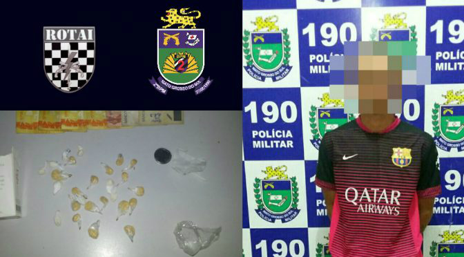 Policiais Militares da Rotai prendem jovem por tráfico de drogas Policiais Militares da Rotai prendem jovem por tráfico de drogas