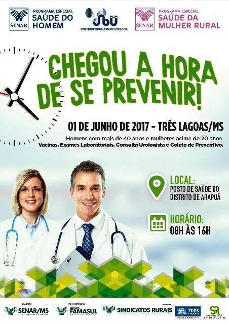 Programa Saúde do Homem e da Mulher será realizado no Arapuá