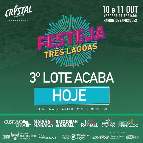 Últimos ingressos do 3º Lote da FESTEJA Últimos ingressos do 3º Lote da FESTEJA