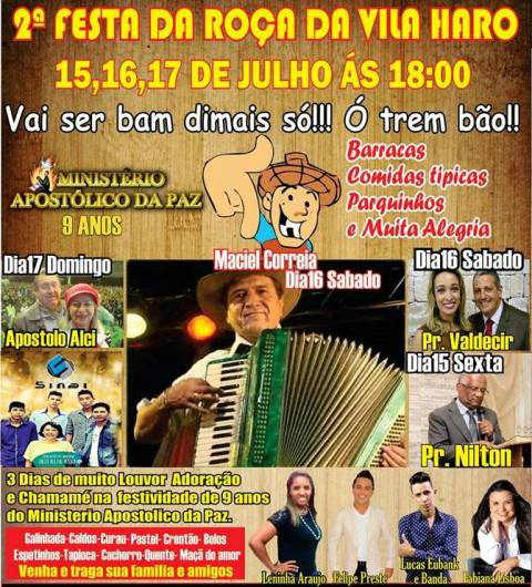 Maciel Correa é uma das atrações da 2ª Festa da Roça na Vila Haro Maciel Correa é uma das atrações da 2ª Festa da Roça na Vila Haro