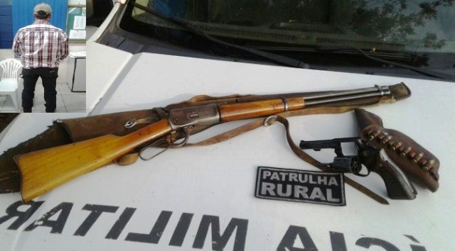 Morador de fazenda é preso com armas e munições 