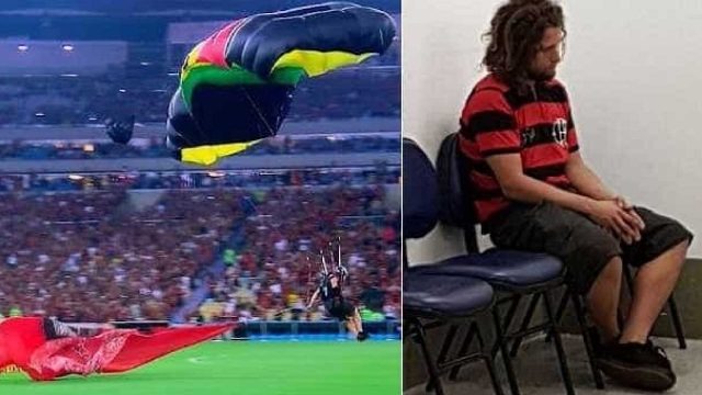 Torcedor que desceu de paraquedas no Maracanã é detido por invasão