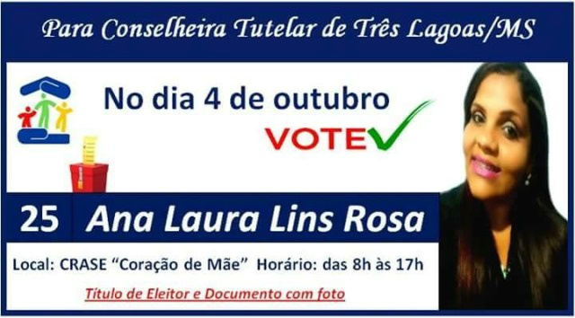Ana Laura deixa mensagem e pede apoio nas eleições do Conselho Tutelar 