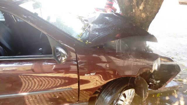 Motorista de Fiat Pálio bate em árvore na manhã deste domingo Motorista de Fiat Pálio bate em árvore na manhã deste domingo