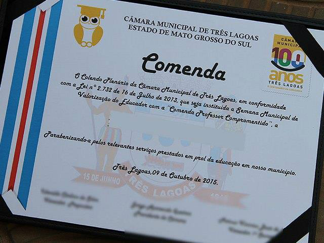 Câmara: professores serão homenageados com comenda Câmara: professores serão homenageados com comenda