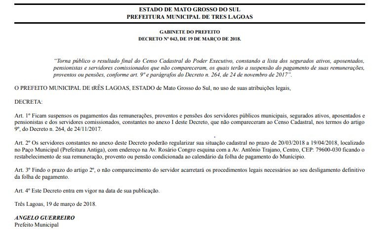 Mais de 360 servidores da Prefeitura ainda não realizaram Censo Cadastral do Poder Executivo