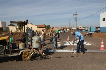 Bairro Set Sul recebe 100% de sinalização horizontal