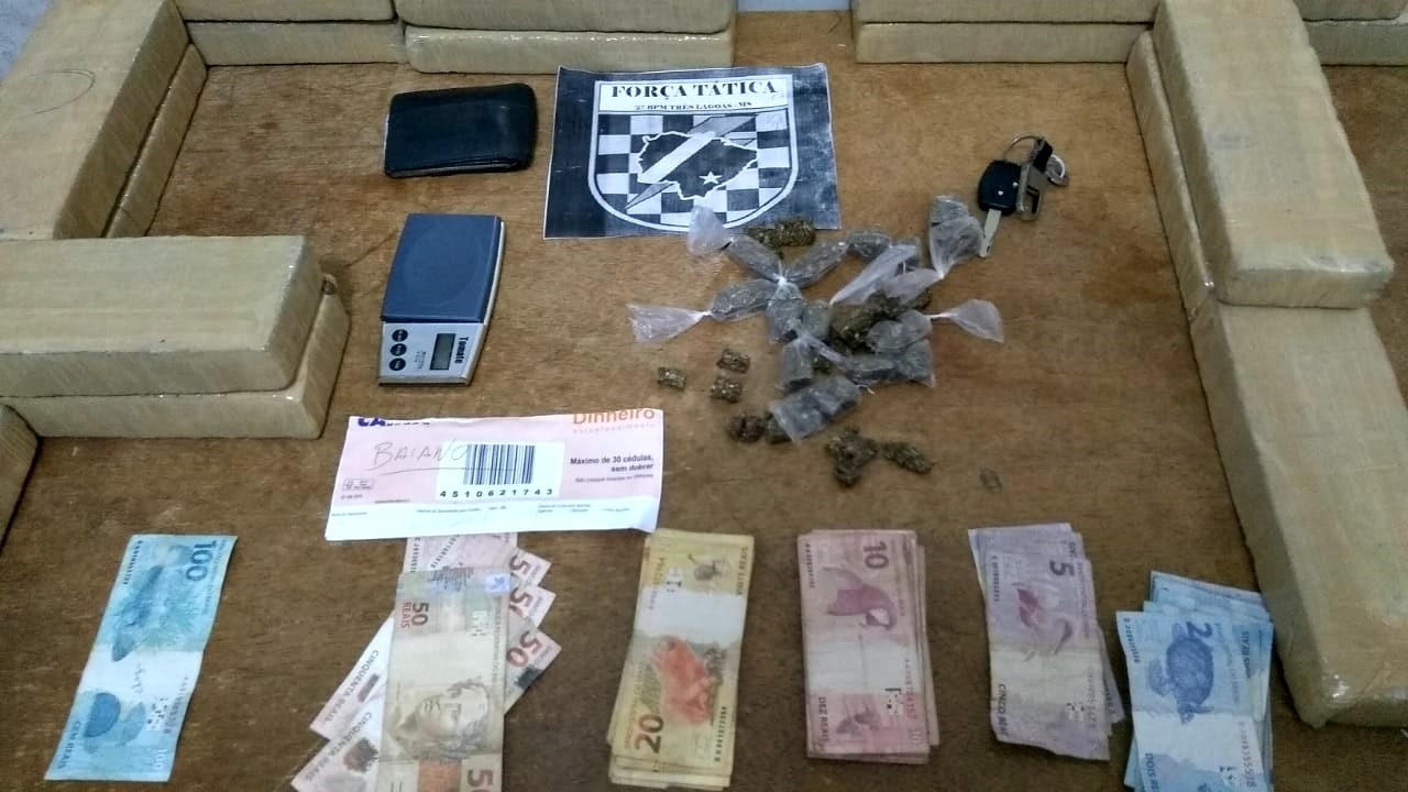 Trio é detido pela Força Tática com mais de 14 kg de maconha e R$ 1.801,50 em espécie