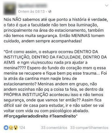 Polícia Civil investiga suposto estupro em faculdade e notícia pode ser boato